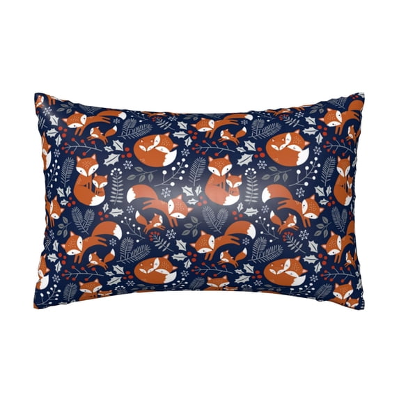 Bingfone Vintage Blue Fox Family Print Satin Pillowcase for Hair - Standard Size with Zipper Silky & Soft Pillow Covers,20x30 Inches-No pillow core