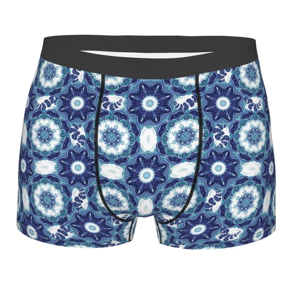 Bingfone Vintage Blue Men's Underwear - Casual Stretch Boxer Briefs-Large