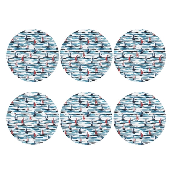 Bingfone Vintage Boat In Ocean Leather Drinks Coasters with Set of 6,Suitable for Home Kitchen,Coffee Cup Coasters Home Gift