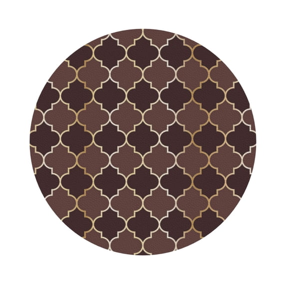 Bingfone Vintage Brown Gold Grid Leather Drinks Coasters With Set Of 6,Suitable For Home Kitchen,Coffee Cup Coasters Home Gift