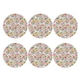 thumbnail image 1 of Bingfone Vintage Bunny Floral Leather Drinks Coasters with Set of 6,Suitable for Home Kitchen,Coffee Cup Coasters Home Gift, 1 of 1