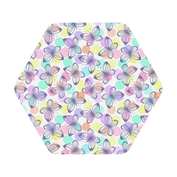 Bingfone Vintage Butterflies on Polka Dots Leather Drinks Coasters with Set of 6,Suitable for Home Kitchen,Coffee Cup Coasters Home Gift