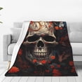 thumbnail image 1 of Bingfone Vintage Butterfly Flower Skull Print Flannel Fleece Blanket Throw Blanket for Bed,Sofa,Couch,Travel,Camping(60"x50" ), 1 of 8