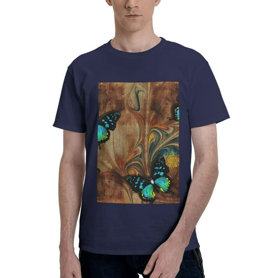 Bingfone Vintage Butterfly Green Men'S Loose Fit Short-Sleeve Pocket T-Shirt