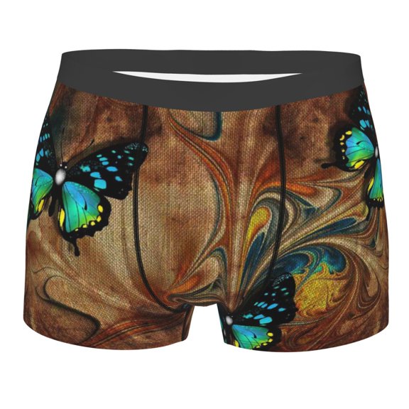 Bingfone Vintage Butterfly Green Men'S Underwear - Casual Stretch Boxer Briefs-Small