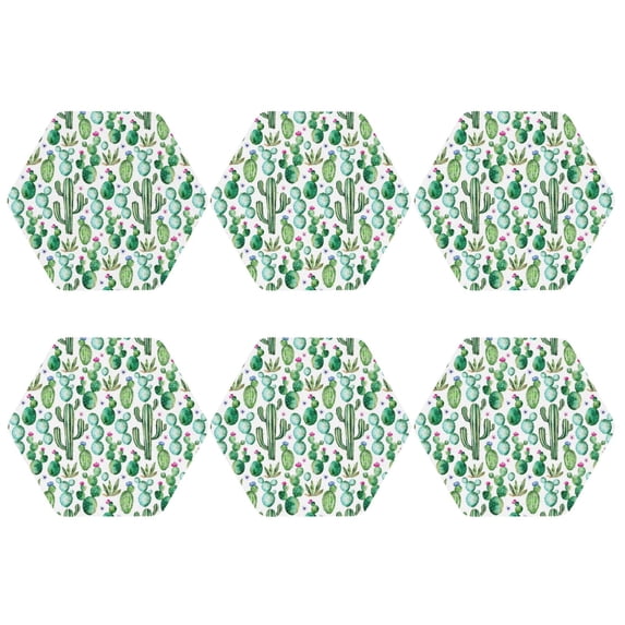 Bingfone Vintage Cactus Plants1 Leather Drinks Coasters with Set of 6,Suitable for Home Kitchen,Coffee Cup Coasters Home Gift