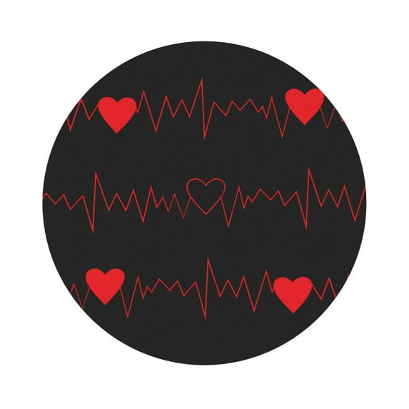 Bingfone Vintage Cardiogram And Heart Leather Drinks Coasters With Set Of 6,Suitable For Home Kitchen,Coffee Cup Coasters Home Gift