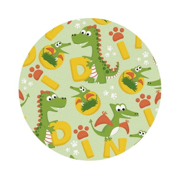 Bingfone Vintage Cartoon Dinosaurs Leather Drinks Coasters With Set Of 6,Suitable For Home Kitchen,Coffee Cup Coasters Home Gift