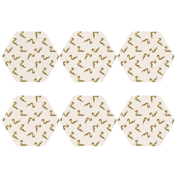 Bingfone Vintage Cartoon Snake Leather Drinks Coasters with Set of 6,Suitable for Home Kitchen,Coffee Cup Coasters Home Gift