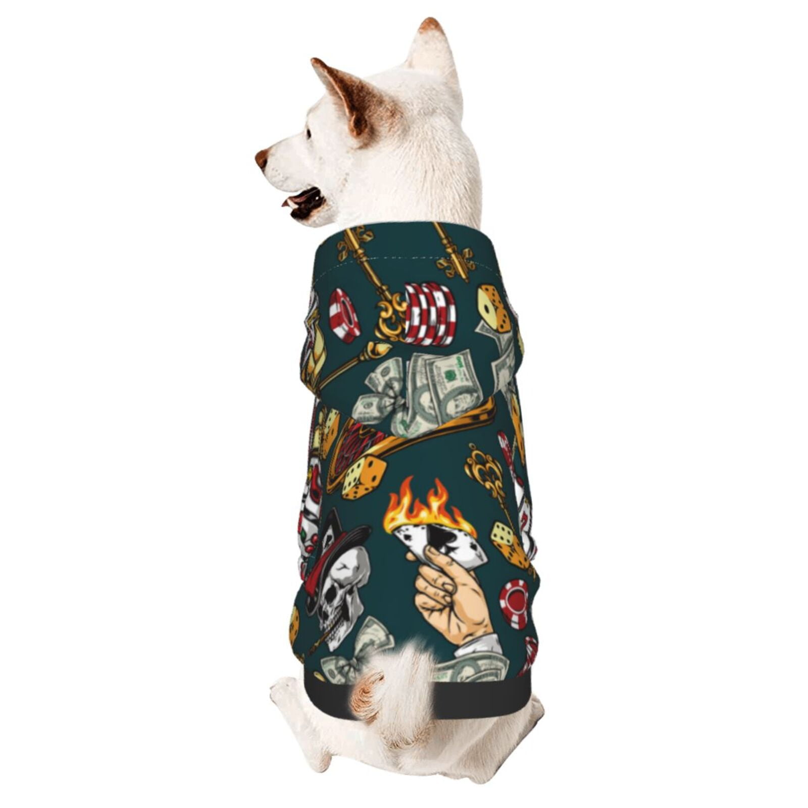 Bingfone Vintage Casino Chips Dog Clothes Hoodie, Pet Winter Coat,Puppy