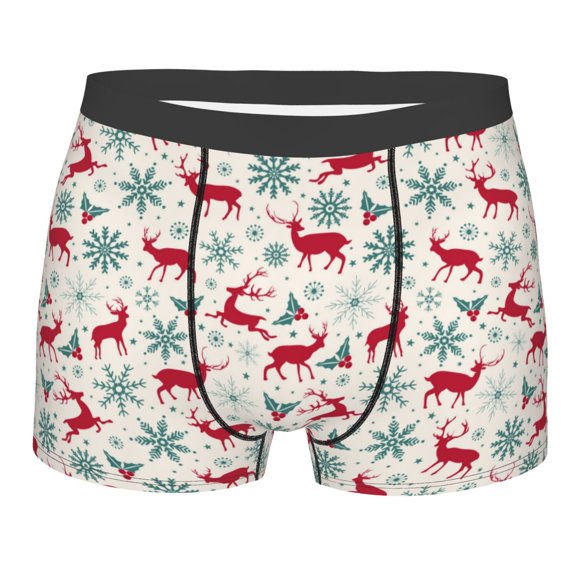 Bingfone Vintage Christmas Reindeer Men's Underwear - Casual Stretch Boxer Briefs-Large