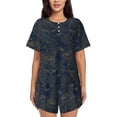 thumbnail image 1 of Bingfone Vintage Chrysanthemum Print Pajamas Sets for Women Soft Short-Sleeved Pjs with Lounge Shorts Two Piece Sleepwear, 1 of 5