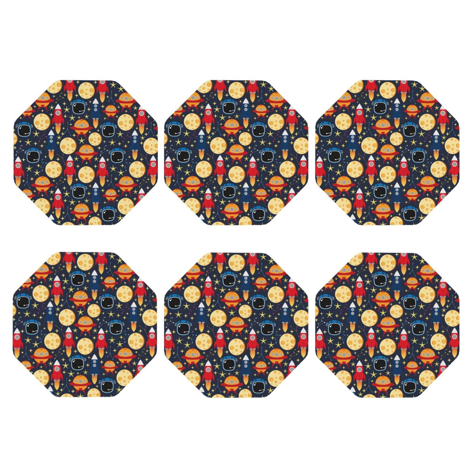 Bingfone Vintage Colorful Astronomy Leather Drinks Coasters with Set of