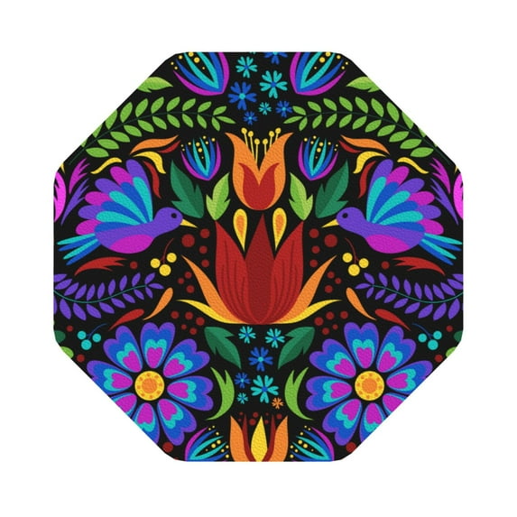 Bingfone Vintage Colorful Floral Leather Drinks Coasters With Set Of 6,Suitable For Home Kitchen,Coffee Cup Coasters Home Gift