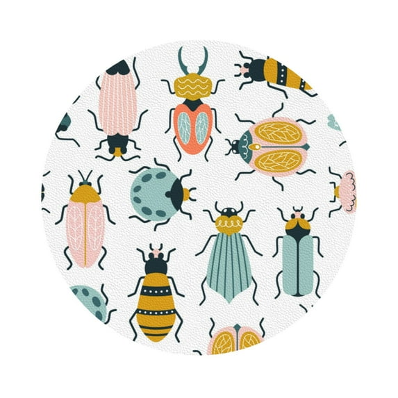 Bingfone Vintage Colorful Insects Leather Drinks Coasters With Set Of 6,Suitable For Home Kitchen,Coffee Cup Coasters Home Gift