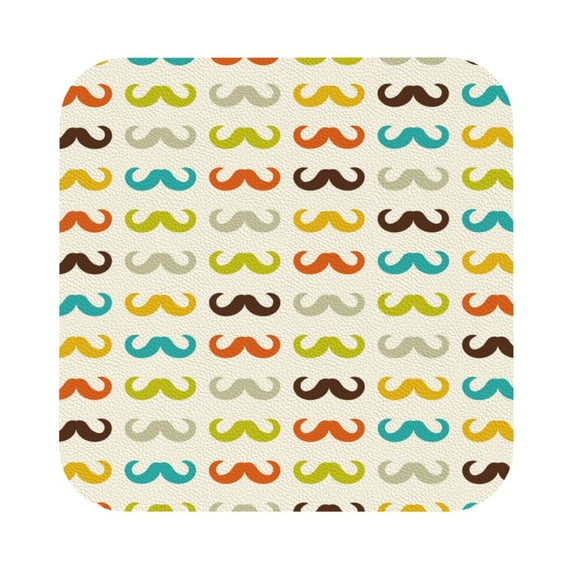 Bingfone Vintage Colorful Mustache Leather Drinks Coasters with Set of 6,Suitable for Home Kitchen,Coffee Cup Coasters Home Gift
