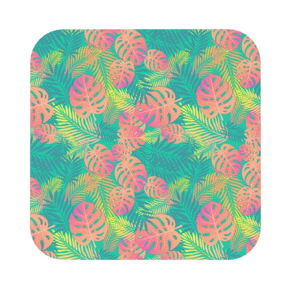 Bingfone Vintage Colorful Palm Leaves Leather Drinks Coasters with Set of 6,Suitable for Home Kitchen,Coffee Cup Coasters Home Gift