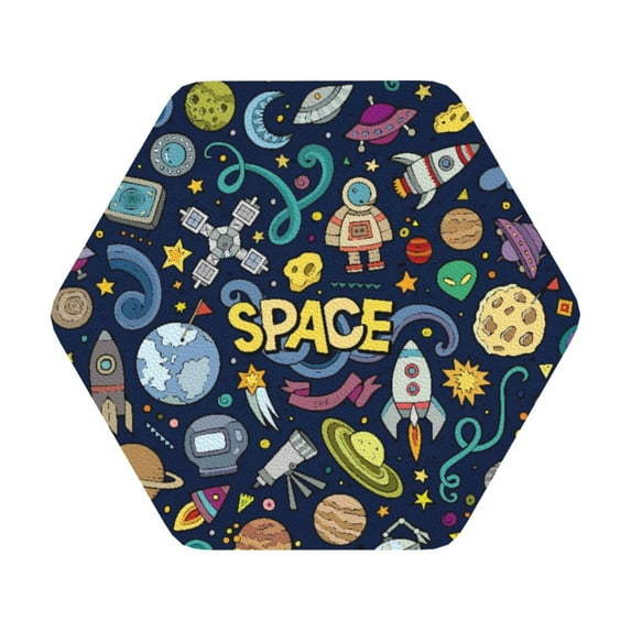 Bingfone Vintage Colorful Space Leather Drinks Coasters With Set Of 6,Suitable For Home Kitchen,Coffee Cup Coasters Home Gift