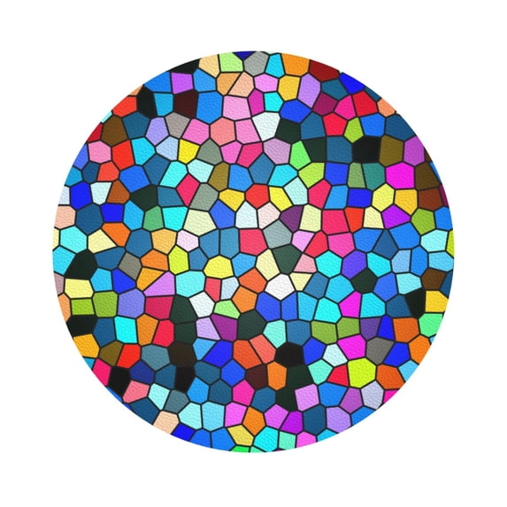 Bingfone Vintage Colorful Tie Dye Stained Glass 2 Leather Drinks Coasters With Set Of 6,Suitable For Home Kitchen,Coffee Cup Coasters Home Gift