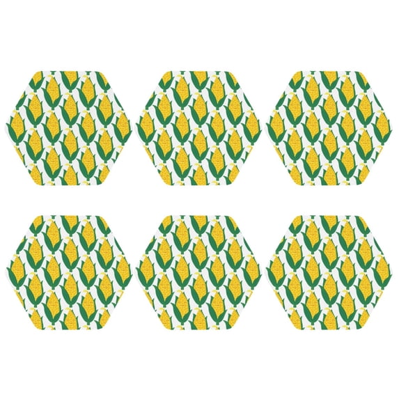 Bingfone Vintage Corn Cob Leather Drinks Coasters with Set of 6,Suitable for Home Kitchen,Coffee Cup Coasters Home Gift