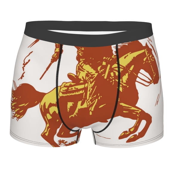 Bingfone Vintage Cowboy On A Bronco Horse Men's Underwear - Casual Stretch Boxer Briefs-Small