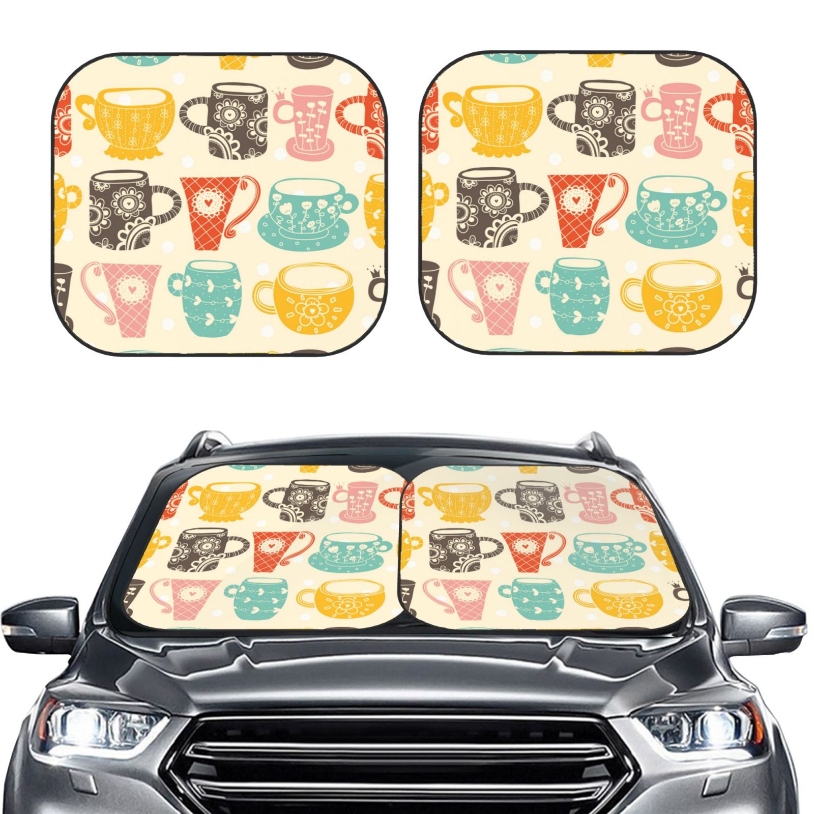 LivTee Car Windshield Sun Shade – Double Layer, 300T Polyester, Foldable, UV & Heat Protection For Small Cars, 57.08x31.5 Inch - View #3