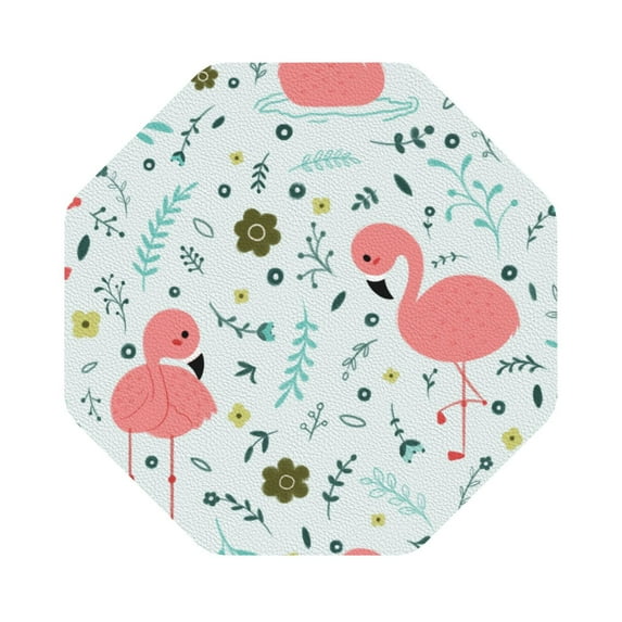 Bingfone Vintage Cute Flamingo Leather Drinks Coasters With Set Of 6,Suitable For Home Kitchen,Coffee Cup Coasters Home Gift