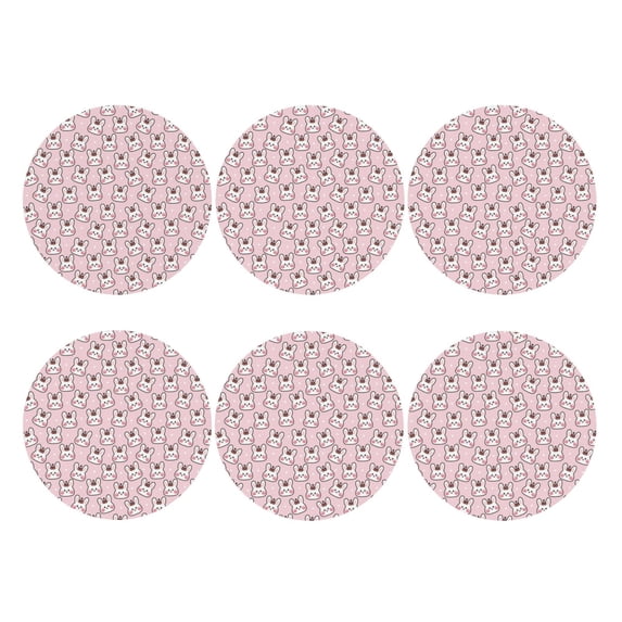 Bingfone Vintage Cute Rabbit Leather Drinks Coasters with Set of 6,Suitable for Home Kitchen,Coffee Cup Coasters Home Gift