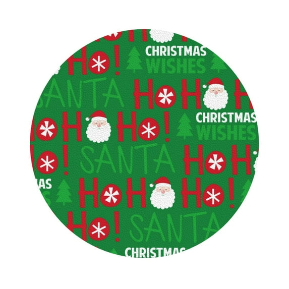 Bingfone Vintage Cute Santa Leather Drinks Coasters With Set Of 6,Suitable For Home Kitchen,Coffee Cup Coasters Home Gift