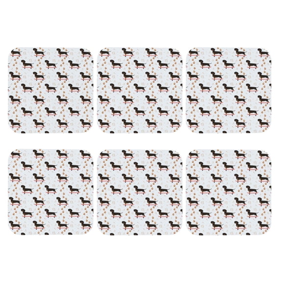 Bingfone Vintage Dachshund Dog Leather Drinks Coasters with Set of 6,Suitable for Home Kitchen,Coffee Cup Coasters Home Gift