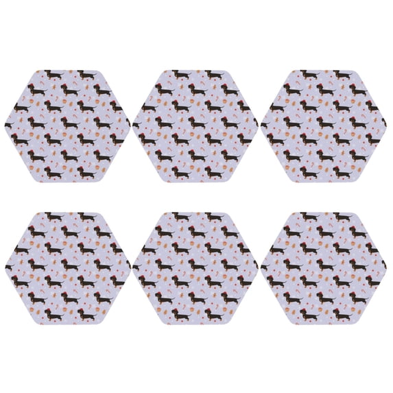 Bingfone Vintage Dachshund Dog Puppy Leather Drinks Coasters with Set of 6,Suitable for Home Kitchen,Coffee Cup Coasters Home Gift