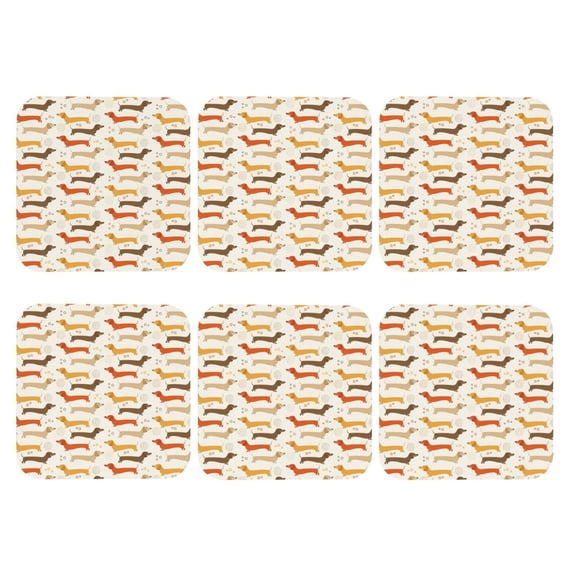 Bingfone Vintage Dachshund Leather Drinks Coasters with Set of 6,Suitable for Home Kitchen,Coffee Cup Coasters Home Gift