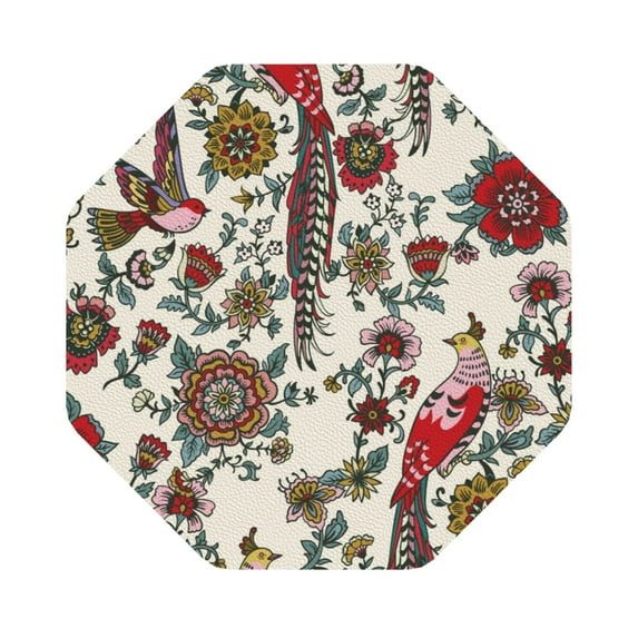 Bingfone Vintage Dark Enchanted Flowers And Birds Leather Drinks Coasters With Set Of 6,Suitable For Home Kitchen,Coffee Cup Coasters Home Gift