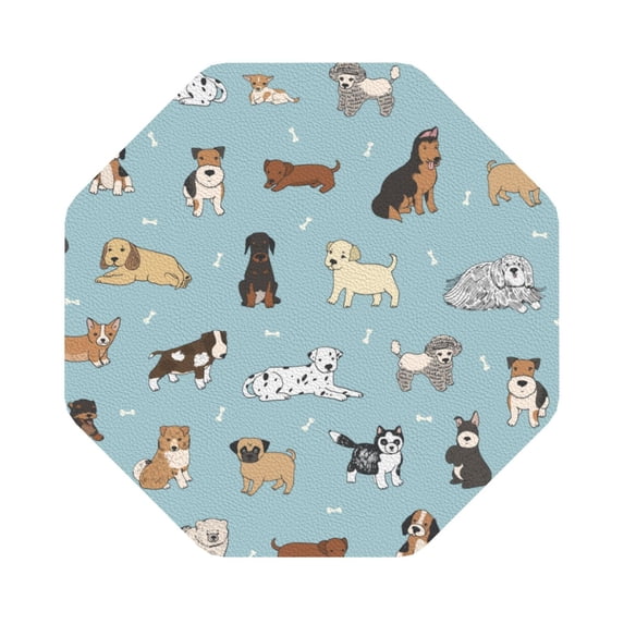 Bingfone Vintage Dog Pets Leather Drinks Coasters with Set of 6,Suitable for Home Kitchen,Coffee Cup Coasters Home Gift