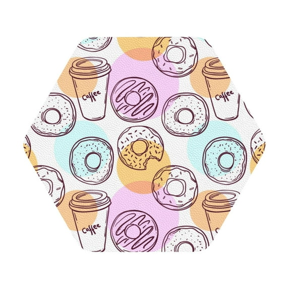 Bingfone Vintage Donuts And Coffee Leather Drinks Coasters With Set Of 6,Suitable For Home Kitchen,Coffee Cup Coasters Home Gift
