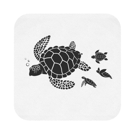 Bingfone Vintage Family Of Sea Turtles Leather Drinks Coasters with Set of 6,Suitable for Home Kitchen,Coffee Cup Coasters Home Gift