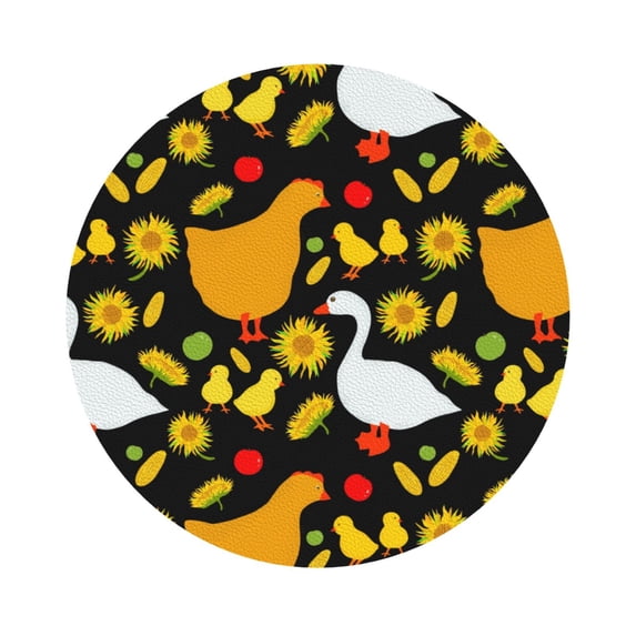 Bingfone Vintage Farm Goose Leather Drinks Coasters With Set Of 6,Suitable For Home Kitchen,Coffee Cup Coasters Home Gift