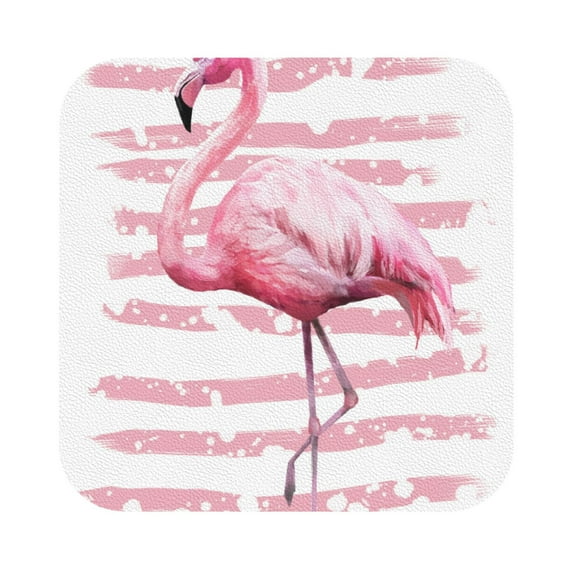 Bingfone Vintage Flamingo Leather Drinks Coasters With Set Of 6,Suitable For Home Kitchen,Coffee Cup Coasters Home Gift