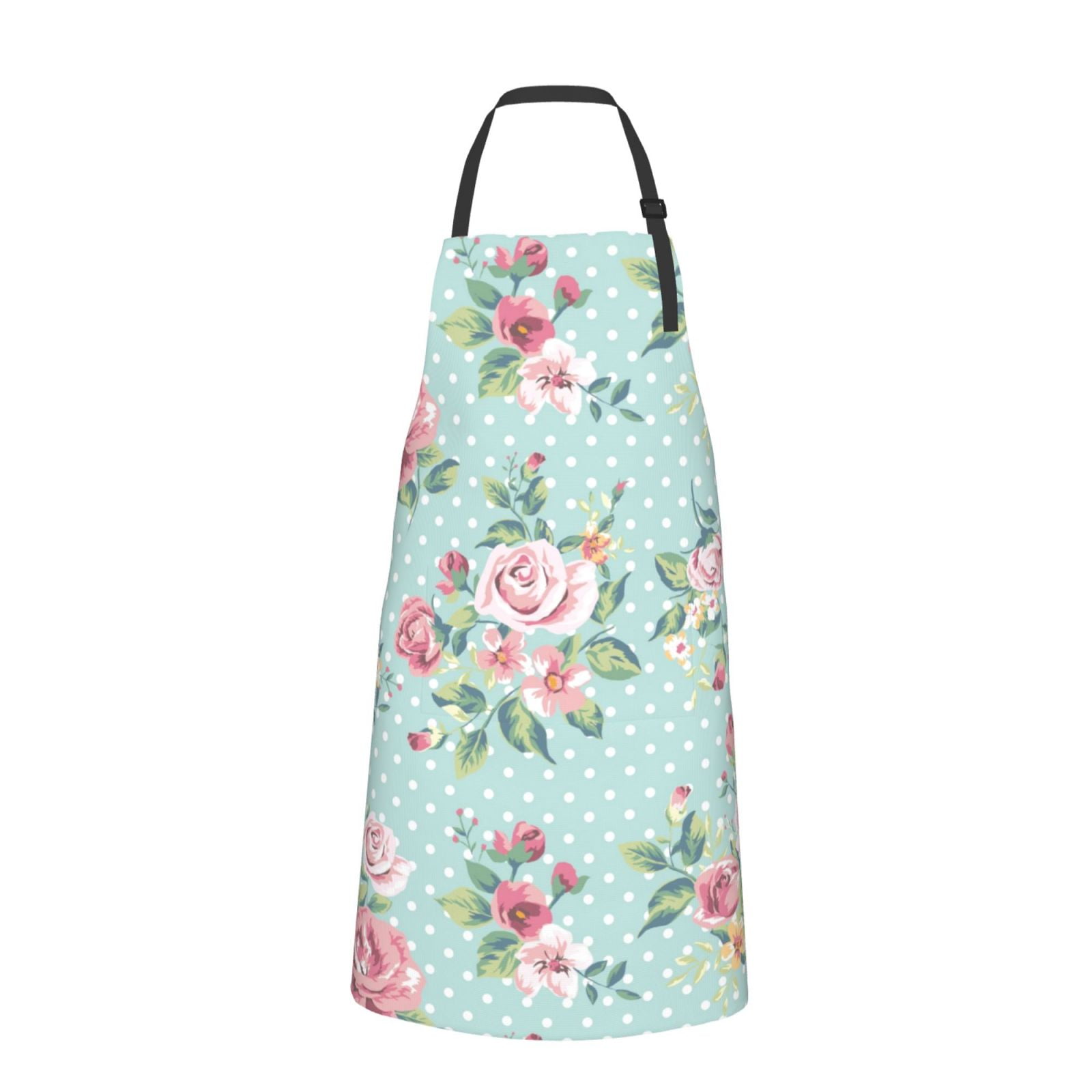 MIKI WELL Vintage Floral Apron For Women With Pockets - Cotton, Cross Back Straps - View #3