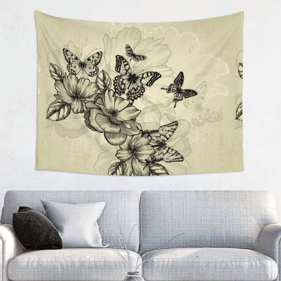 Bingfone Vintage Floral Tapestry Wall Hanging Decor for Living Room Bedroom Dorm Classroom Office Decor 29x37 Inch