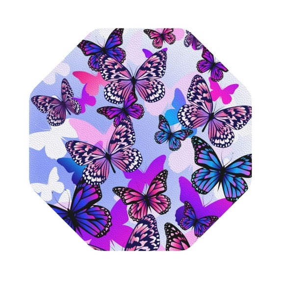 Bingfone Vintage Flying Butterflies Leather Drinks Coasters With Set Of 6,Suitable For Home Kitchen,Coffee Cup Coasters Home Gift
