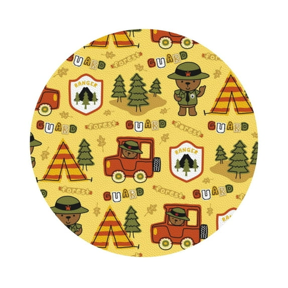Bingfone Vintage Forest Guard Leather Drinks Coasters With Set Of 6,Suitable For Home Kitchen,Coffee Cup Coasters Home Gift