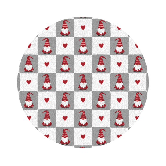 Bingfone Vintage Gnomes and Hearts Leather Drinks Coasters with Set of 6,Suitable for Home Kitchen,Coffee Cup Coasters Home Gift
