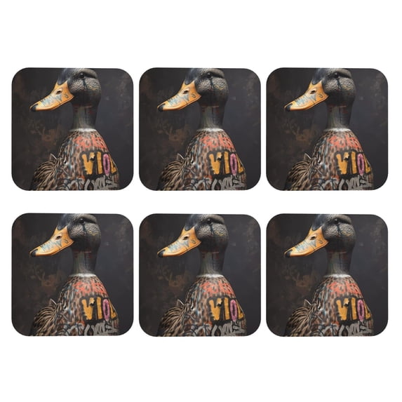 Bingfone Vintage Graffiti Cool Duck Leather Drinks Coasters with Set of 6,Suitable for Home Kitchen,Coffee Cup Coasters Home Gift