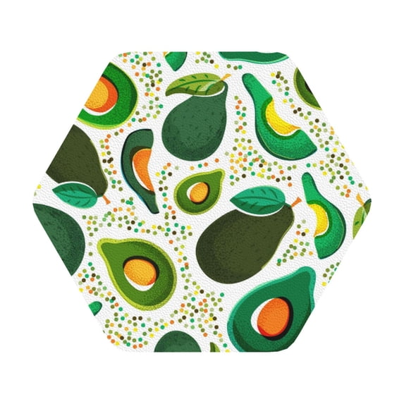 Bingfone Vintage Green Avocado Leather Drinks Coasters With Set Of 6,Suitable For Home Kitchen,Coffee Cup Coasters Home Gift