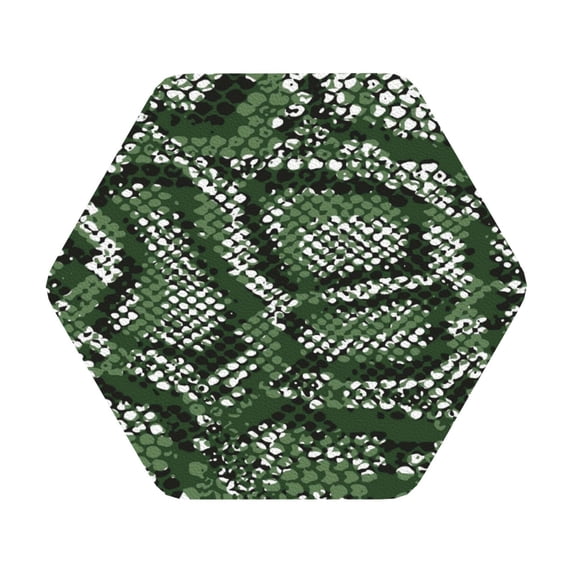 Bingfone Vintage Green Snakeskin Leather Drinks Coasters With Set Of 6,Suitable For Home Kitchen,Coffee Cup Coasters Home Gift