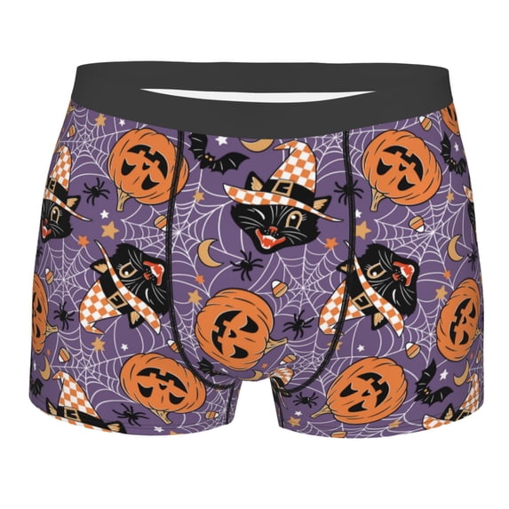 Bingfone Vintage Halloween Black Cat Men's Underwear - Casual Stretch Boxer Briefs-Large