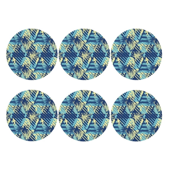 Bingfone Vintage Hawaiian Style Leather Drinks Coasters with Set of 6,Suitable for Home Kitchen,Coffee Cup Coasters Home Gift
