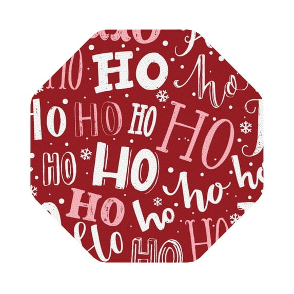 Bingfone Vintage Ho Pattern Funny Christmas Leather Drinks Coasters With Set Of 6,Suitable For Home Kitchen,Coffee Cup Coasters Home Gift