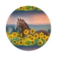 thumbnail image 1 of Bingfone Vintage Horse Sunflowers Leather Drinks Coasters with Set of 6,Suitable for Home Kitchen,Coffee Cup Coasters Home Gift, 1 of 9